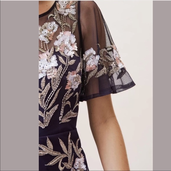 Aidan Mattox floral beaded short sleeves long gown - Picture 7 of 9